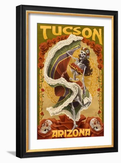 Tucson, Arizona - Day of the Dead Skeleton Dancing-Lantern Press-Framed Art Print