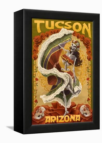 Tucson, Arizona - Day of the Dead Skeleton Dancing-Lantern Press-Framed Stretched Canvas