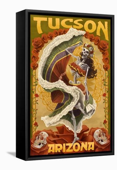 Tucson, Arizona - Day of the Dead Skeleton Dancing-Lantern Press-Framed Stretched Canvas