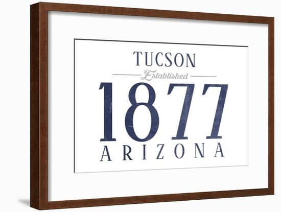 Tucson, Arizona - Established Date (Blue)-Lantern Press-Framed Art Print