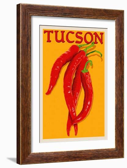 Tucson, Arizona - Red Chili - Letterpress-Lantern Press-Framed Art Print