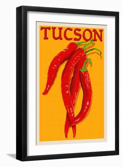 Tucson, Arizona - Red Chili - Letterpress-Lantern Press-Framed Art Print