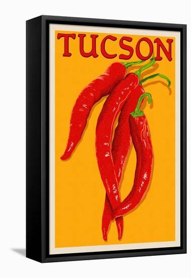 Tucson, Arizona - Red Chili - Letterpress-Lantern Press-Framed Stretched Canvas