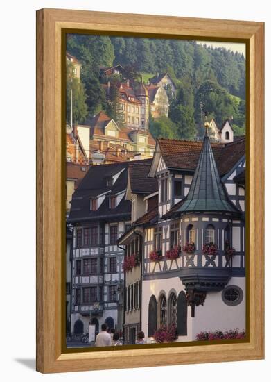 Tudor Exterior of Buildings in Town of St Gallen in Switzerland-John Miller-Framed Premier Image Canvas