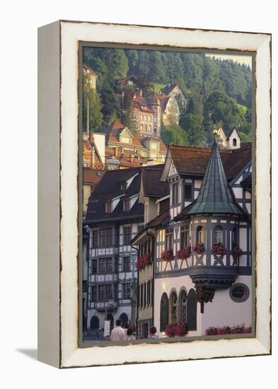 Tudor Exterior of Buildings in Town of St Gallen in Switzerland-John Miller-Framed Premier Image Canvas
