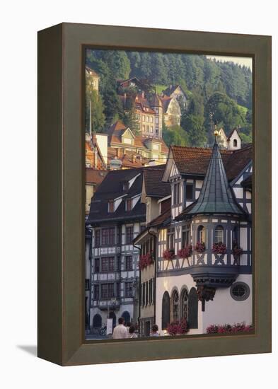 Tudor Exterior of Buildings in Town of St Gallen in Switzerland-John Miller-Framed Premier Image Canvas