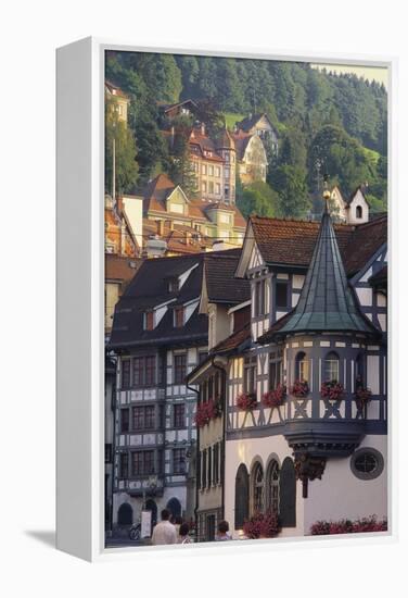 Tudor Exterior of Buildings in Town of St Gallen in Switzerland-John Miller-Framed Premier Image Canvas