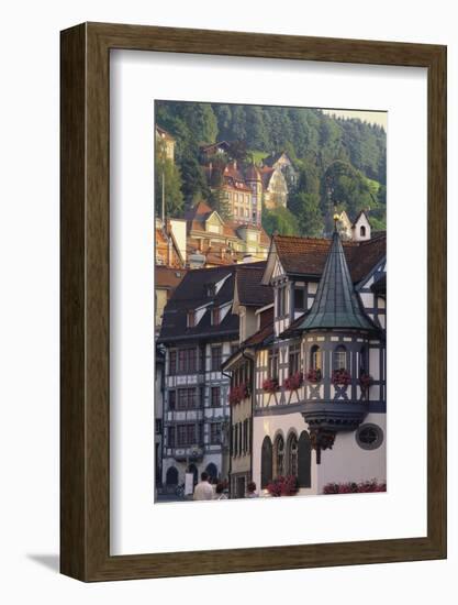 Tudor Exterior of Buildings in Town of St Gallen in Switzerland-John Miller-Framed Photographic Print