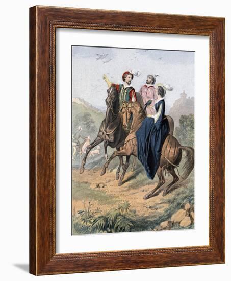 Tudor Falconry, Mid 19th Century-null-Framed Premium Giclee Print