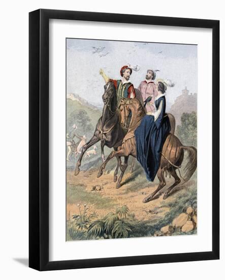 Tudor Falconry, Mid 19th Century-null-Framed Premium Giclee Print