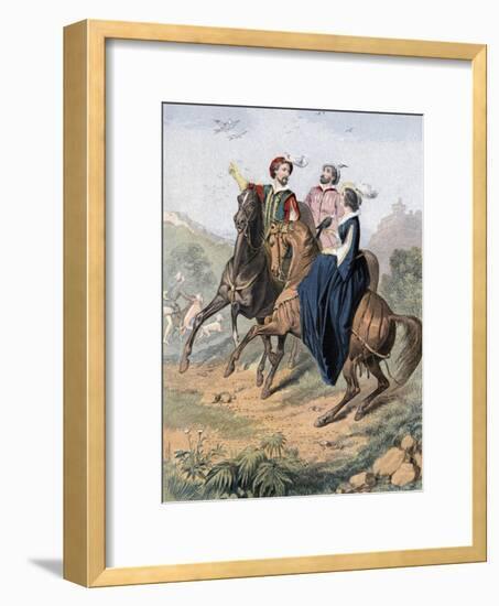 Tudor Falconry, Mid 19th Century-null-Framed Giclee Print