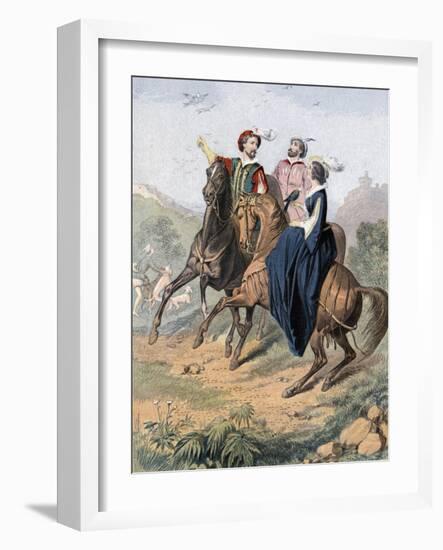 Tudor Falconry, Mid 19th Century-null-Framed Giclee Print