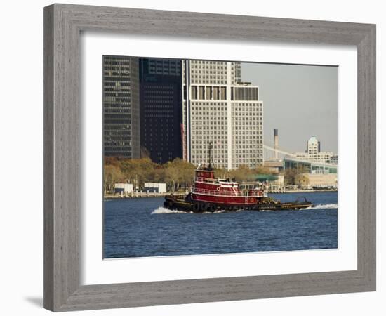 Tug on Hudson River, Manhattan, New York City, New York, USA-R H Productions-Framed Photographic Print