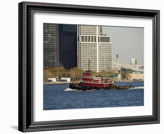 Tug on Hudson River, Manhattan, New York City, New York, USA-R H Productions-Framed Photographic Print