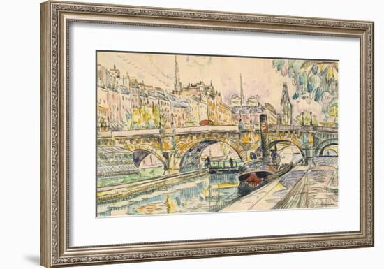 Tugboat at the Pont Neuf, Paris, 1923-Paul Signac-Framed Premium Giclee Print