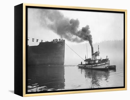 Tugboat Elf Hauling the Pansa Through the Thea Foss Waterway-Marvin Boland-Framed Premier Image Canvas