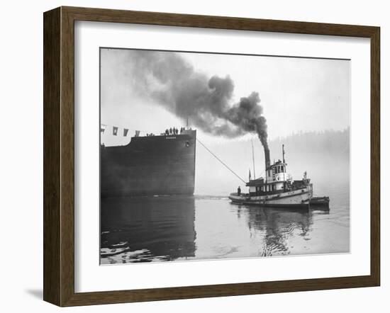 Tugboat Elf Hauling the Pansa Through the Thea Foss Waterway-Marvin Boland-Framed Giclee Print