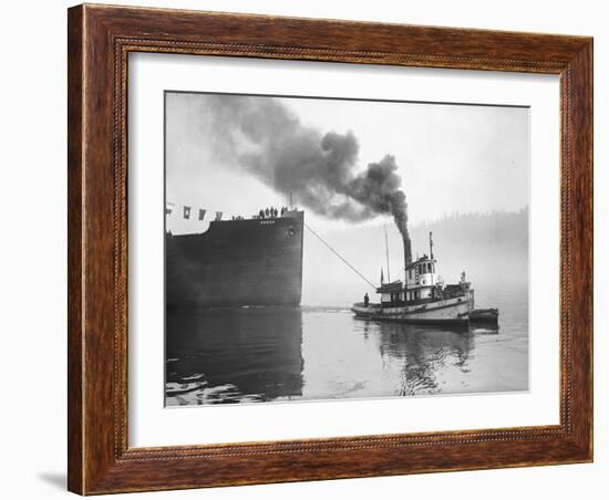 Tugboat Elf Hauling the Pansa Through the Thea Foss Waterway-Marvin Boland-Framed Giclee Print