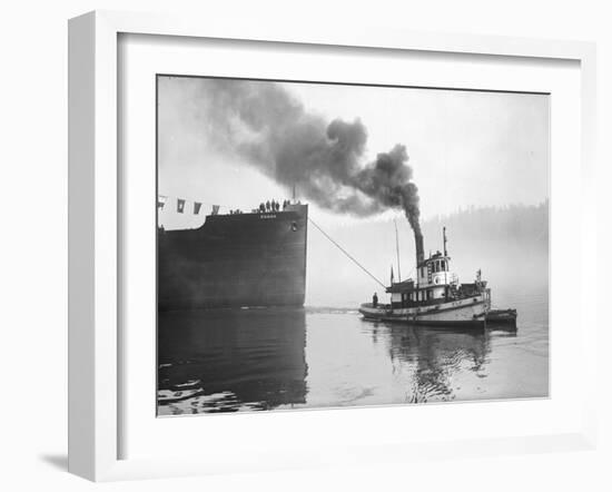 Tugboat Elf Hauling the Pansa Through the Thea Foss Waterway-Marvin Boland-Framed Giclee Print