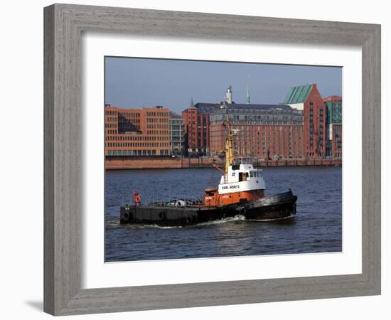 Tugboat on River Elbe, Hamburg Harbour, Germany, Europe-Hans Peter Merten-Framed Photographic Print