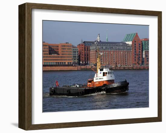 Tugboat on River Elbe, Hamburg Harbour, Germany, Europe-Hans Peter Merten-Framed Photographic Print