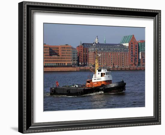 Tugboat on River Elbe, Hamburg Harbour, Germany, Europe-Hans Peter Merten-Framed Photographic Print