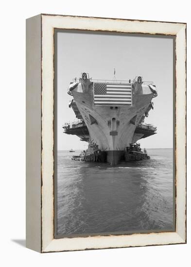 Tugboats Pushing the Aircraft Carrier John F. Kennedy-null-Framed Premier Image Canvas