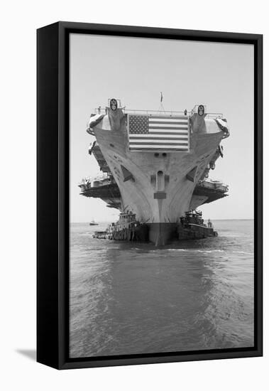 Tugboats Pushing the Aircraft Carrier John F. Kennedy-null-Framed Premier Image Canvas