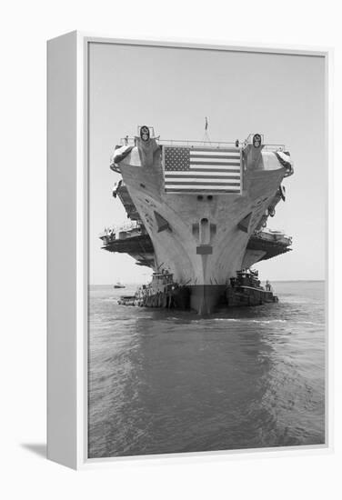 Tugboats Pushing the Aircraft Carrier John F. Kennedy-null-Framed Premier Image Canvas