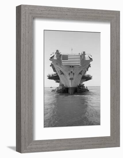 Tugboats Pushing the Aircraft Carrier John F. Kennedy-null-Framed Photographic Print