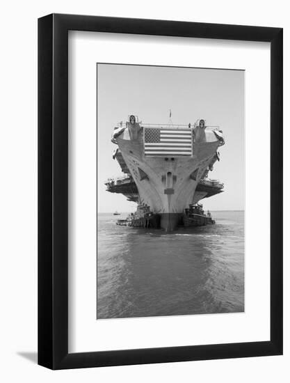 Tugboats Pushing the Aircraft Carrier John F. Kennedy-null-Framed Photographic Print