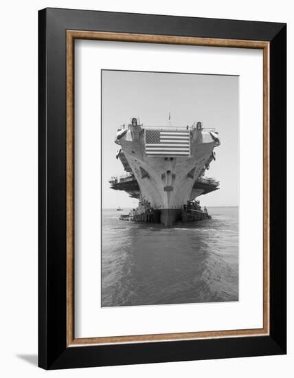 Tugboats Pushing the Aircraft Carrier John F. Kennedy-null-Framed Photographic Print