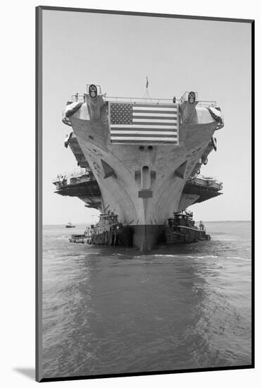 Tugboats Pushing the Aircraft Carrier John F. Kennedy-null-Mounted Photographic Print