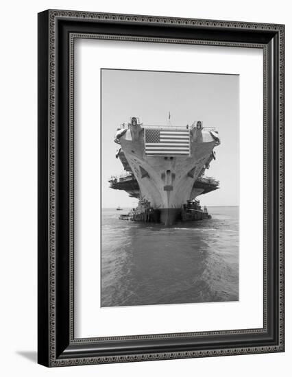 Tugboats Pushing the Aircraft Carrier John F. Kennedy-null-Framed Photographic Print