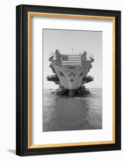 Tugboats Pushing the Aircraft Carrier John F. Kennedy-null-Framed Photographic Print