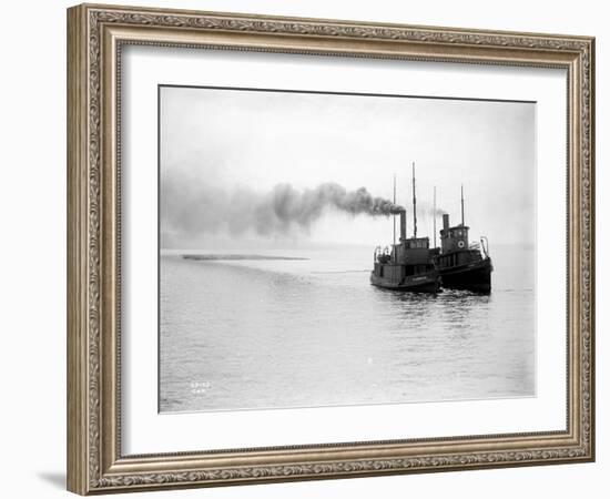 Tugs R.P. Elmore and Irene Underway, Circa 1912-Asahel Curtis-Framed Giclee Print