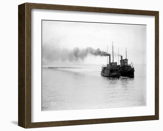 Tugs R.P. Elmore and Irene Underway, Circa 1912-Asahel Curtis-Framed Giclee Print