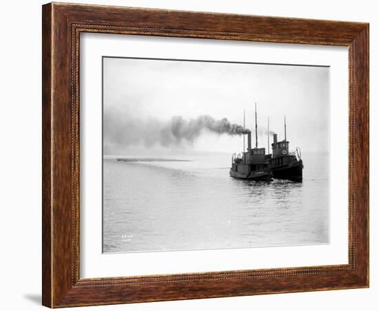 Tugs R.P. Elmore and Irene Underway, Circa 1912-Asahel Curtis-Framed Giclee Print