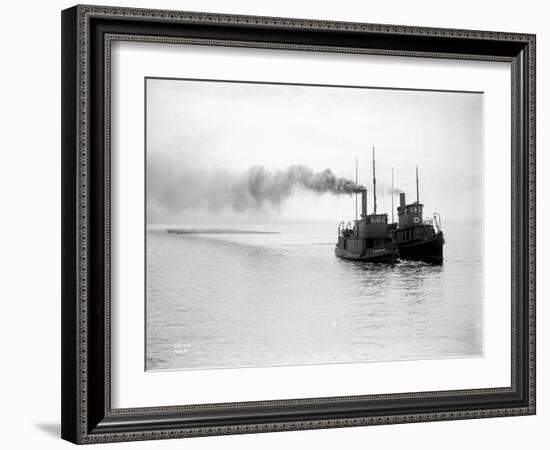 Tugs R.P. Elmore and Irene Underway, Circa 1912-Asahel Curtis-Framed Giclee Print