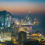 View of Hong Kong Victoria Harbour at Night-Tuimages-Photographic Print