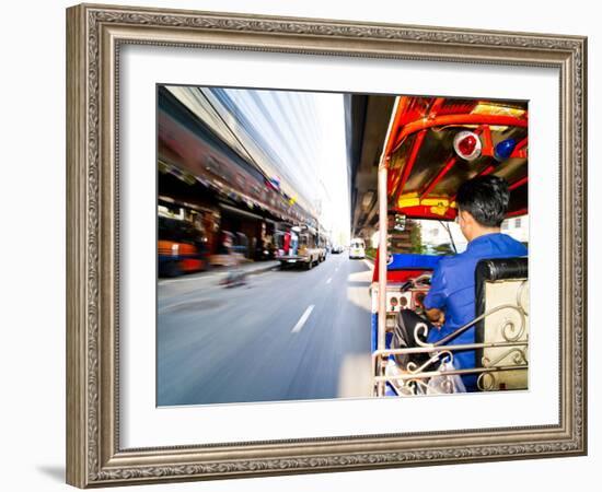 Tuk Tuk Driver Speeding in Bangkok, Thailand, Southeast Asia, Asia-Matthew Williams-Ellis-Framed Photographic Print