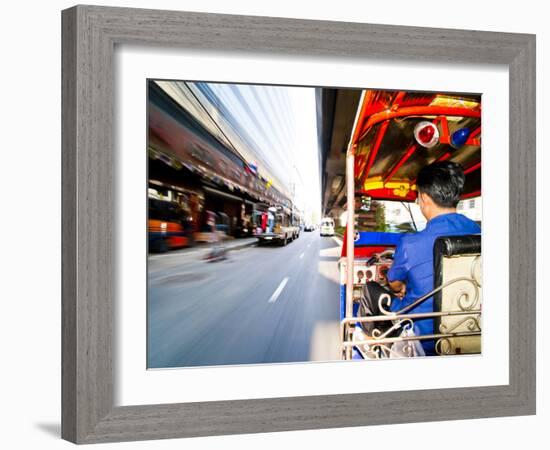 Tuk Tuk Driver Speeding in Bangkok, Thailand, Southeast Asia, Asia-Matthew Williams-Ellis-Framed Photographic Print