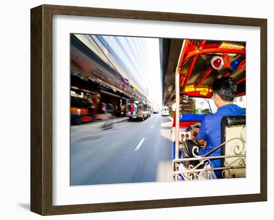 Tuk Tuk Driver Speeding in Bangkok, Thailand, Southeast Asia, Asia-Matthew Williams-Ellis-Framed Photographic Print