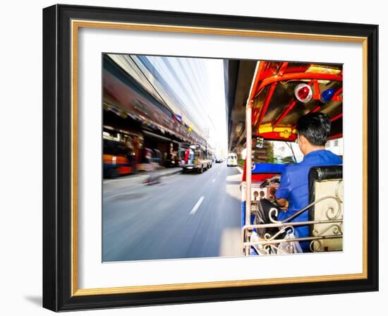 Tuk Tuk Driver Speeding in Bangkok, Thailand, Southeast Asia, Asia-Matthew Williams-Ellis-Framed Photographic Print