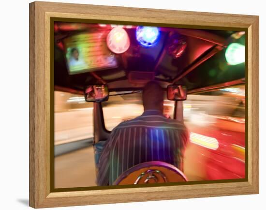 Tuk Tuk or Auto Rickshaw at Night, Bangkok, Thailand-Peter Adams-Framed Premier Image Canvas