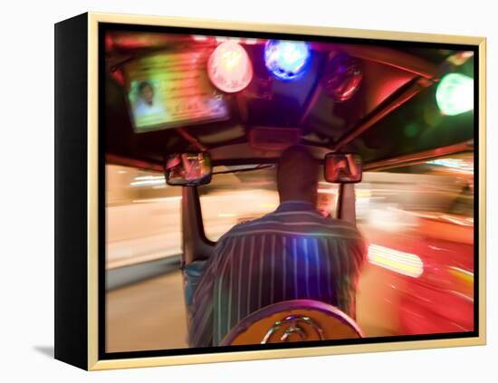 Tuk Tuk or Auto Rickshaw at Night, Bangkok, Thailand-Peter Adams-Framed Premier Image Canvas