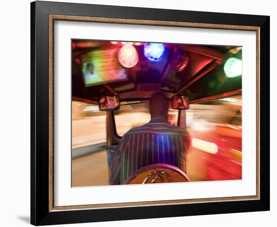 Tuk Tuk or Auto Rickshaw at Night, Bangkok, Thailand-Peter Adams-Framed Photographic Print