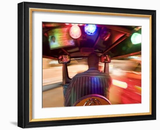 Tuk Tuk or Auto Rickshaw at Night, Bangkok, Thailand-Peter Adams-Framed Photographic Print