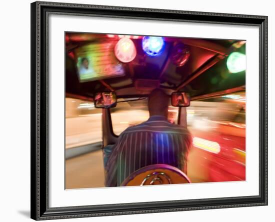 Tuk Tuk or Auto Rickshaw at Night, Bangkok, Thailand-Peter Adams-Framed Photographic Print