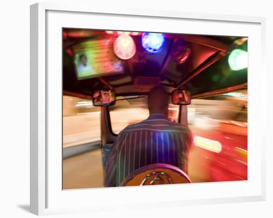 Tuk Tuk or Auto Rickshaw at Night, Bangkok, Thailand-Peter Adams-Framed Photographic Print